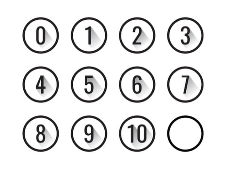 Outlines circle shadow icon with numbers inside vector illustration.
