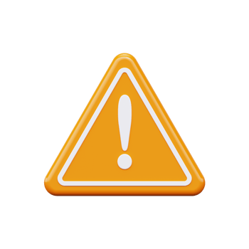 3D illustration of a warning yellow sign png