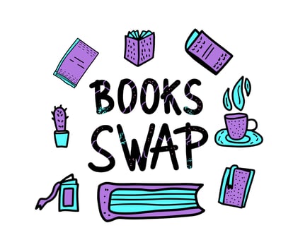 Book Swap hanwritten lettering. Vector design.