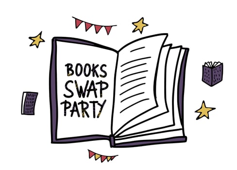 Book Swap hanwritten lettering. Vector design.