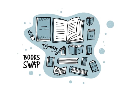 Book Swap hanwritten lettering. Vector design.