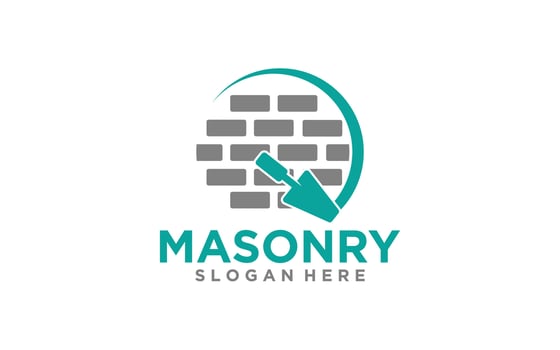 Vintage Masonry brick wall construction logo template vector