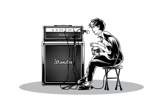 Sing in acoustic illustration vector