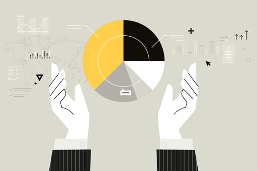 Business concept illustration. Vector illustration of business report, market research, planning, analytics, analysis. Creative concept for web banner, social media, business presentation, marketing.