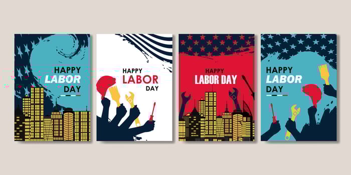 set of happy labor day poster for social media story, card, banner, background vector
