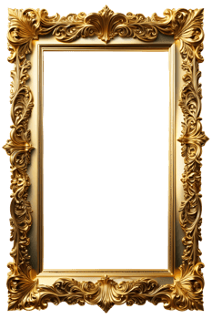 AI generated Gold Frame Border Luxury PNG Transparent Background