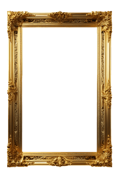 AI generated Gold Frame Border Luxury PNG Transparent Background