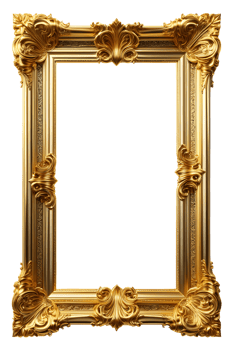 AI generated Gold Frame Border Luxury PNG Transparent Background