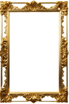AI generated Gold Frame Border Luxury PNG Transparent Background