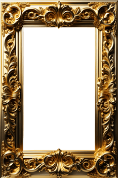 AI generated Gold Frame Border Luxury PNG Transparent Background