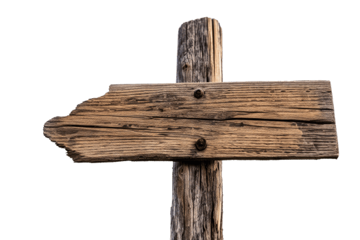 AI generated wooden direction signs with poles, isolated on white or transparent background png