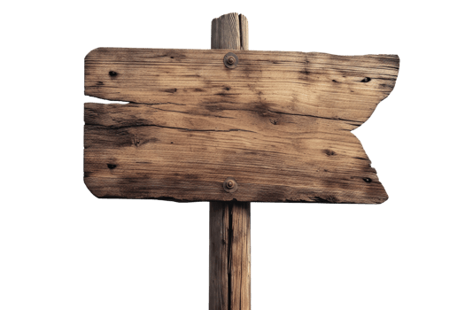 AI generated wooden direction signs with poles, isolated on white or transparent background png