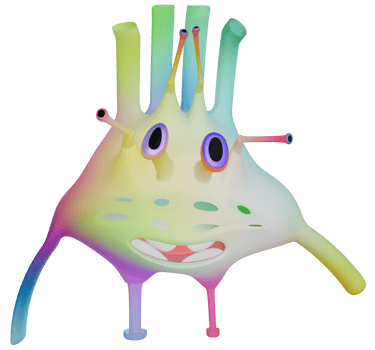 3D personage monster colorful pink yellow png