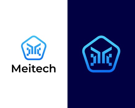 M Dot and Technology sign logo box shape icon logo design template vector