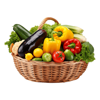 AI generated Vegetables in wooden bowl isolated on transparent background png