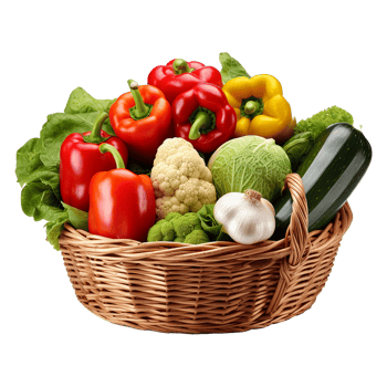 AI generated Vegetables in wooden bowl isolated on transparent background png