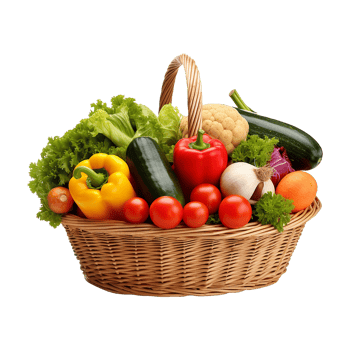 AI generated Vegetables in wooden bowl isolated on transparent background png