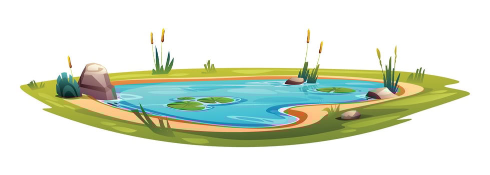 Natural pond cartoon vector illustration isolated on white background