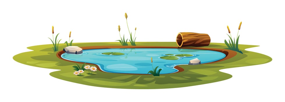 Natural pond vector cartoon isolated illustration