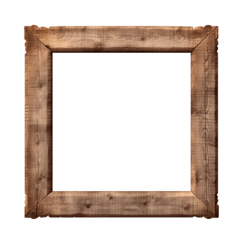 AI generated an old wooden square frame isolated on a transparent background png
