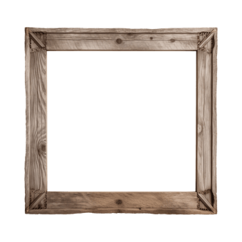 AI generated an old wooden square frame isolated on a transparent background png