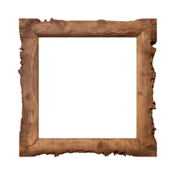AI generated an old wooden square frame isolated on a transparent background png