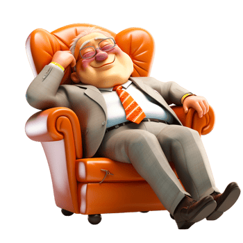 AI generated 3d cartoon boss character sleeping in chair png