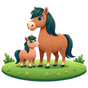 AI generated Horse Warm family illustration png