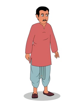 A village man cartoon character design for 2D animation stories vector