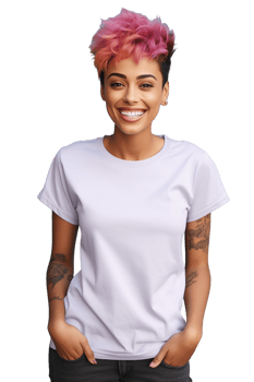 AI generated young girl with tattoos wearing a white mockup t-shirt png