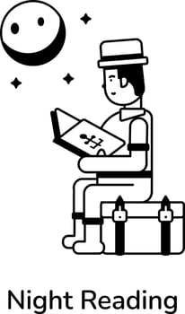 Trendy Night Reading vector