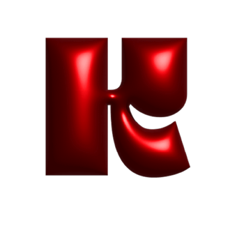 Red metal shiny reflective letter K 3D illustration png