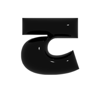Black metal shiny reflective letter G 3D illustration png