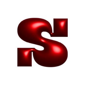 Red metal shiny reflective letter S 3D illustration png