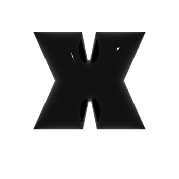 Black metal shiny reflective letter X 3D illustration png