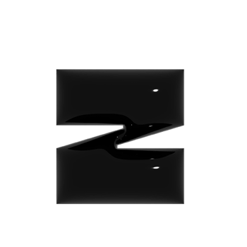 Black metal shiny reflective letter Z 3D illustration png