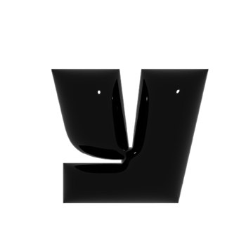 Black metal shiny reflective letter Y 3D illustration png