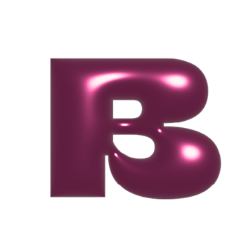 Red metal shiny reflective letter B 3D illustration png