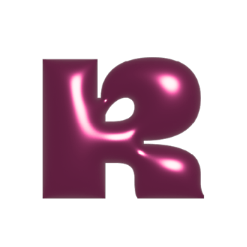 Red metal shiny reflective letter R 3D illustration png