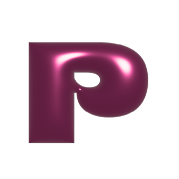 Red metal shiny reflective letter P 3D illustration png