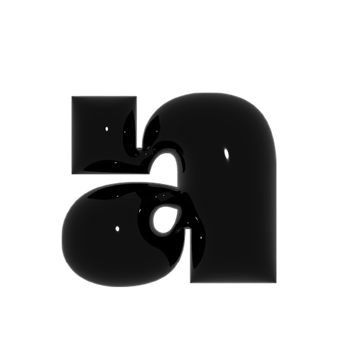 Black metal shiny reflective letter A 3D illustration png