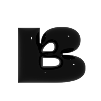 Black metal shiny reflective letter B 3D illustration png
