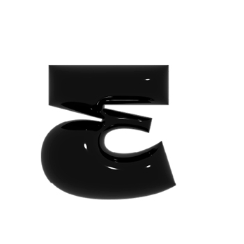 Black metal shiny reflective letter E 3D illustration png