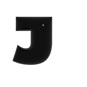 Black metal shiny reflective letter J 3D illustration png