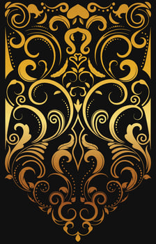 golden ethnic tribal pattern on black background For decorating shirt collars vector
