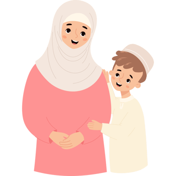 Muslim woman with son png
