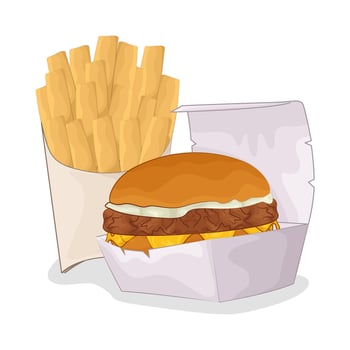 Illustration of burger and French fries vector