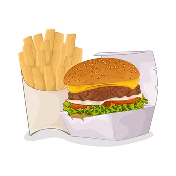 Illustration of burger and French fries vector