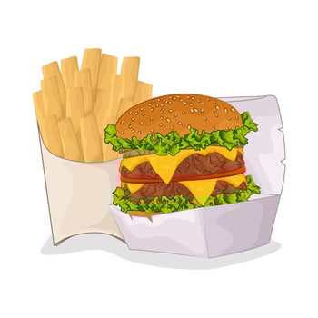 Illustration of burger and French fries vector