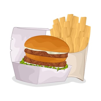 Illustration of burger and French fries vector